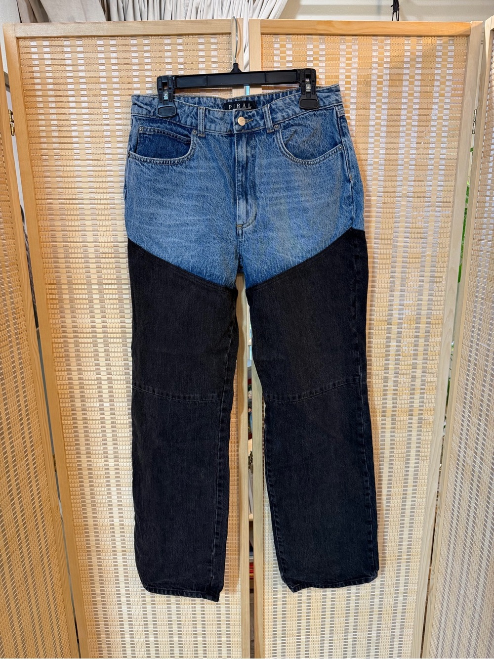 Mixed Blue and Black Boot Cut Jeans - Women